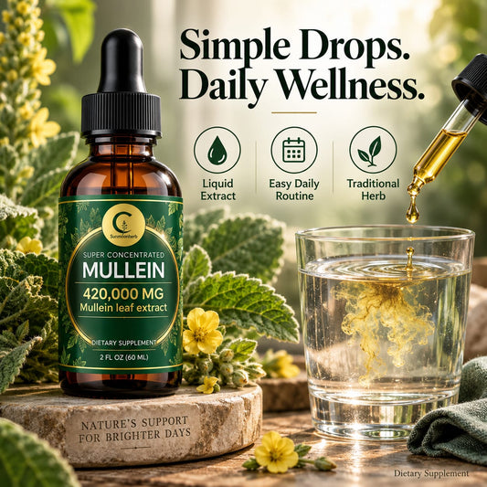 Mullein Drops for Lungs - Mullein Leaf Extract for Lung Detox & Cleanse, Support for Respiratory, Immune, Digestive System 60ML