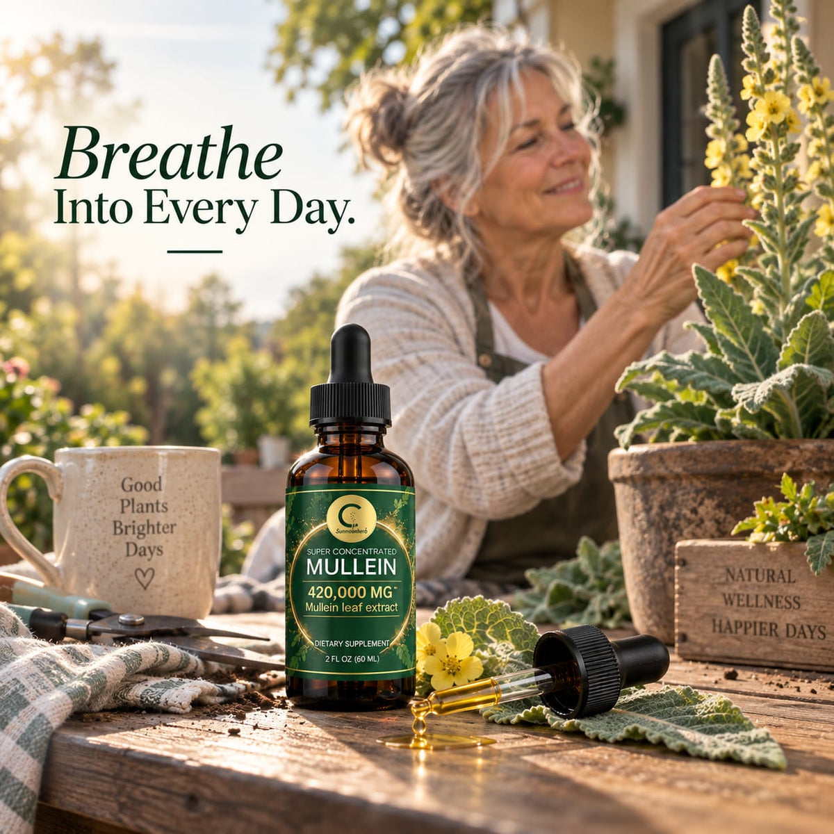 Mullein Drops for Lungs - Mullein Leaf Extract for Lung Detox & Cleanse, Support for Respiratory, Immune, Digestive System 60ML